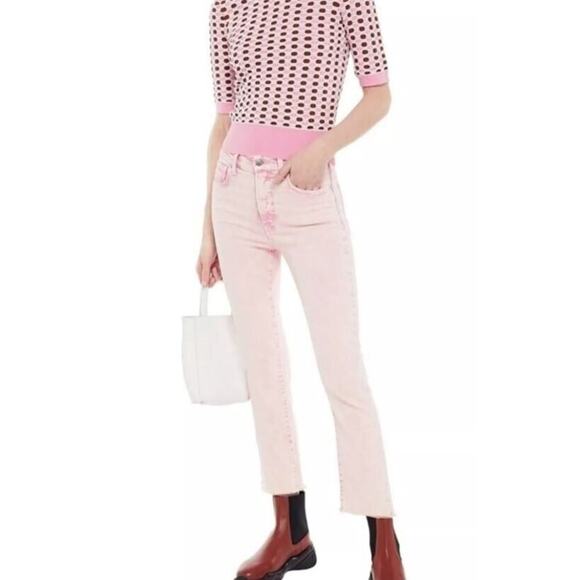 Veronica Beard Womens Carly Kick Flare High Rise Jeans in Pale Pink Size 24 $298 - Picture 3 of 8